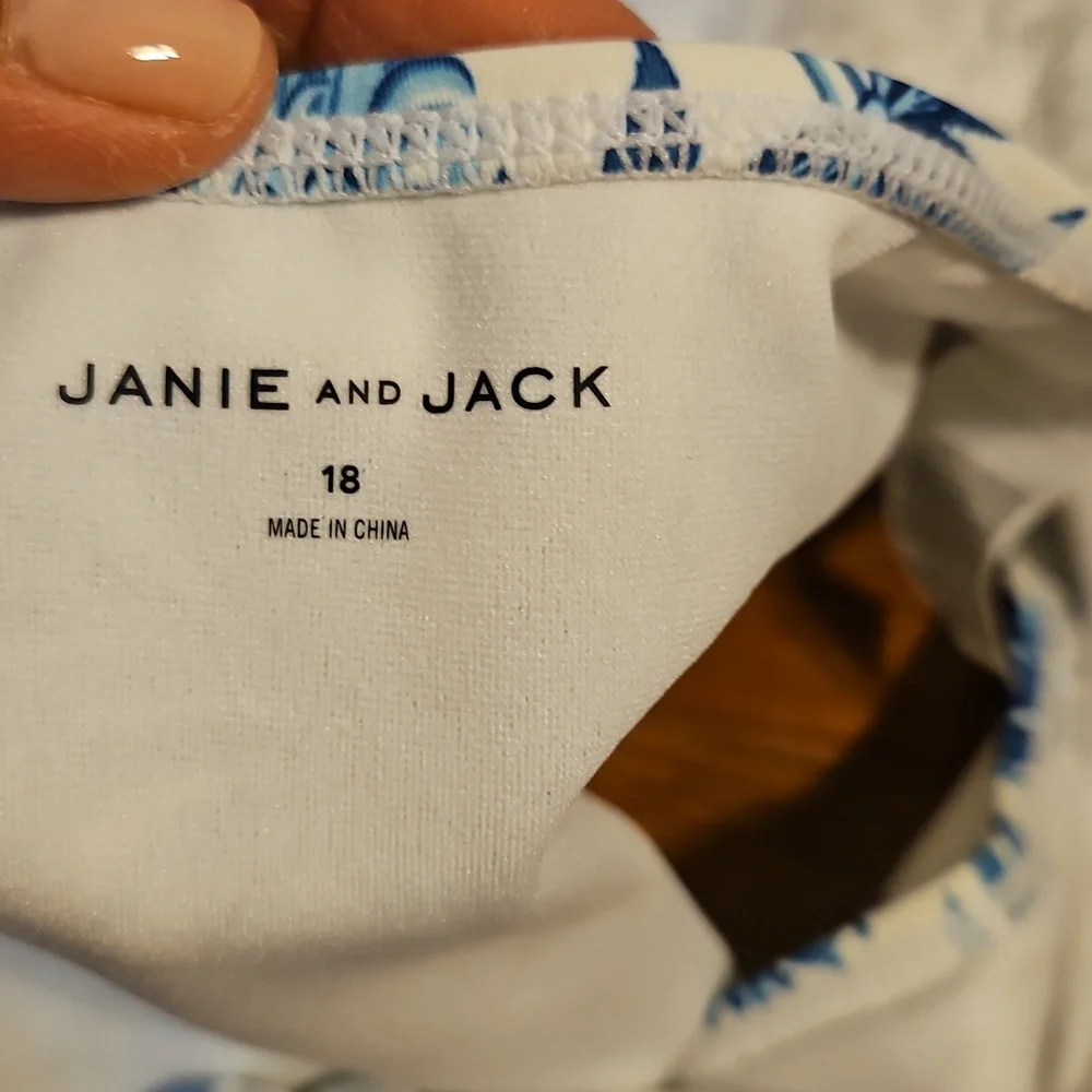 Janie and Jack Blue and White Patterned Swimwear Girls Size 18‎